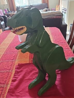 Green Wooden Dinosaur Figurine for Reptile Decor
